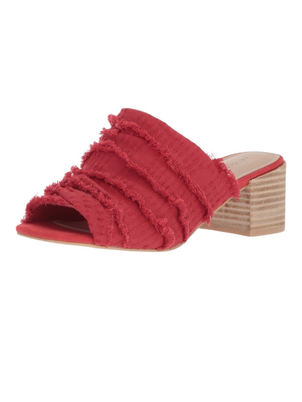Kelsi Dagger Brooklyn - Seigel Heeled Sandals Red Frayed Block Heel Size 6.5